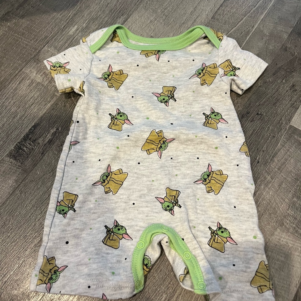 Baby Yoda Gray and Green One Piece 3-6 months